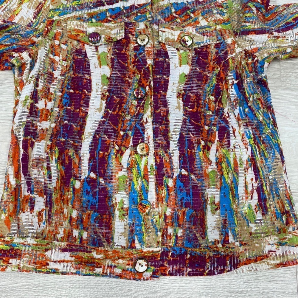 A la carte Womens Multicolor Abstract Art to Wear Button Up Jacket Size M - Picture 14 of 14